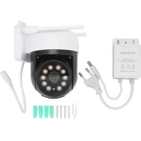 Caméra de surveillance HD 1MP 360° avec projecteur LED, vision nocturne infrarouge, suivi de mouvement 1920x1080, WiFi, prise UE 100-240V. (1/5)