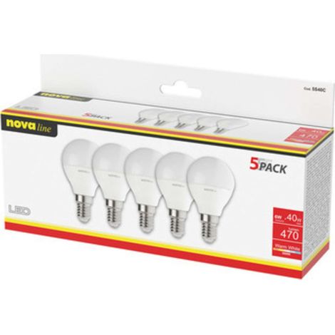 NOVA LAMPADA LED SFERETTA E14 6W 3000K PZ.5 - 1 pezzo