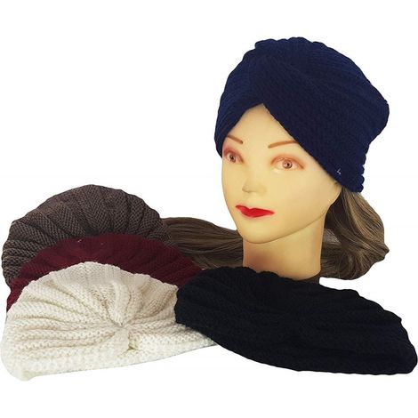 TRADE SHOP - Turbante Lana Annodata Cappello Fascia Elastica Retro Ferma Capelli Accessori -