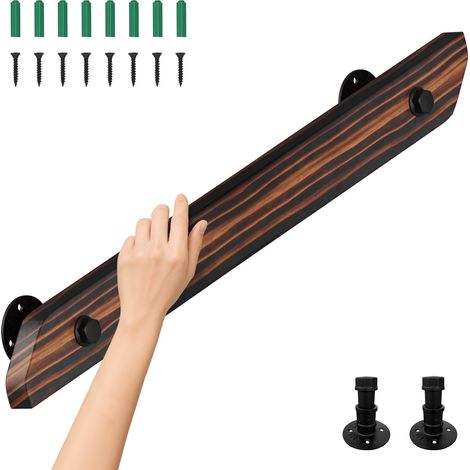 TolleTour Pasamanos decorativo 80 cm de pino macizo marrón, estilo moderno retro, para escalera interior ático jardín (1/5)