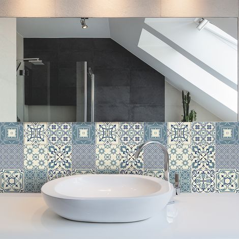 Sticker Mural Carrelage adhésif Cuisine Salle de Bain - 30 STICKERS CARRELAGES AZULEJOS LIBERO - 30stickers10x10cm (1/5)