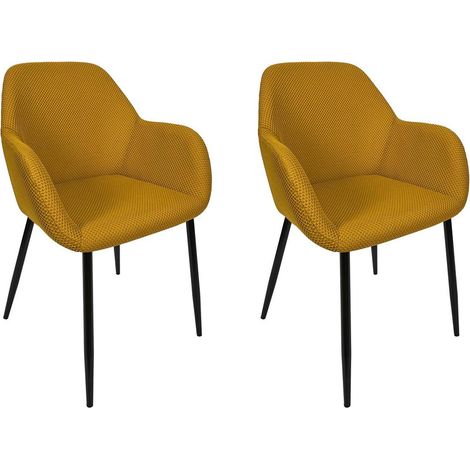 Lot de 2 Chaises Fauteuil "Atome" 85cm Jaune (1/5)