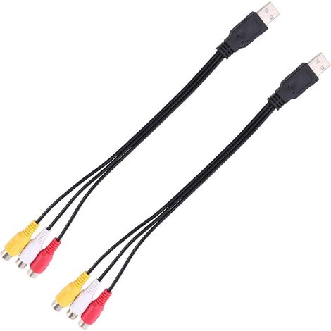 Adaptateur 2 USB mâle vers 3 RCA femelles, convertisseur audio, câble vidéo AV (A/V), adapté aux câbles TV haute définition. (1/5)