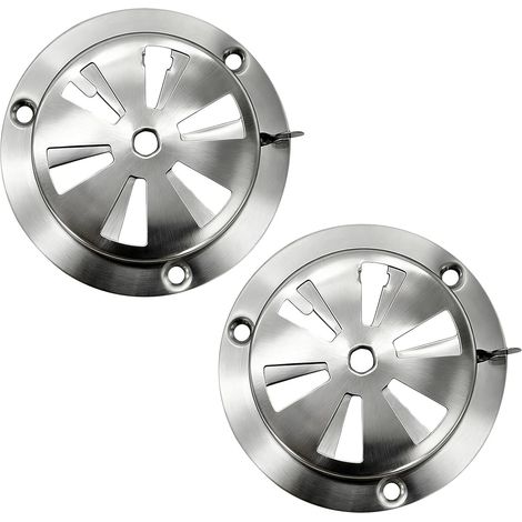 Lot de 2 rosettes d'aération rondes en acier inoxydable 95 mm - Pour four à gaz, tonneau à feu, grill, barbecue, barbecue, cabane - Poulailler - Pour l'intérieur et l'extérieur