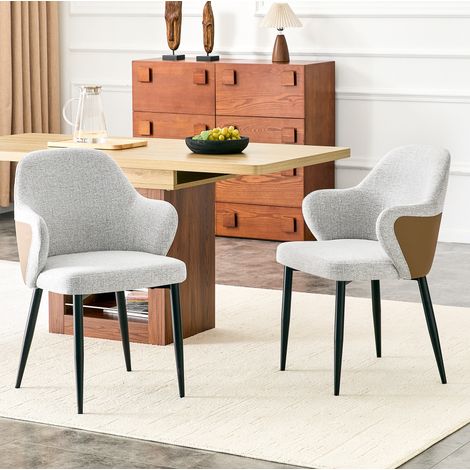 Chaises salle manger lot de 2 tissu gris métal OKMYHOME (1/5)