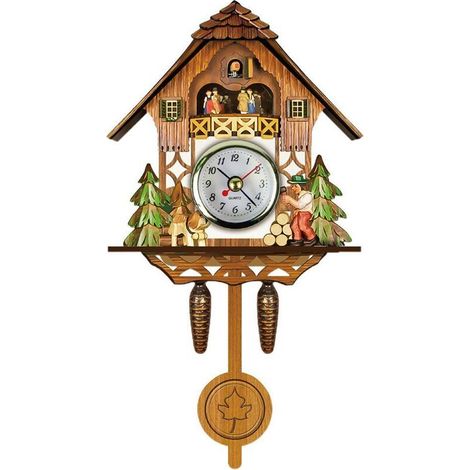 Antike Kuckucksuhr aus Holz, Vogelhaus-Wanduhr, Wohndekoration, Hängekuckucksuhr, automatische Schwingglocke, Pendel, Wohnaccessoires
