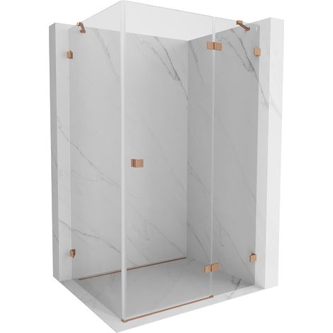 Mexen Lunar Duschkabine schwenkbar rechts 100 x 90 cm, transparent, gebürstetes Kupfer - 834-100-090-65-00-P (1/5)
