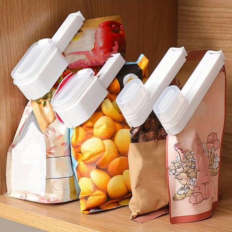 Pince de fermeture étanche à l'humidité pour la cuisine, pince de conservation de la fraîcheur, pince pour sachets de lait en poudre, flocons d'avoine et autres en-cas avec bec verseur (1/5)
