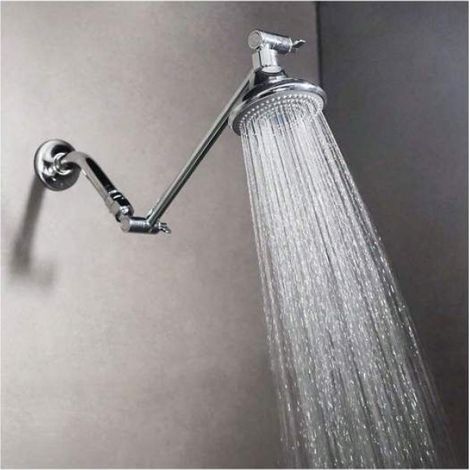 Bras extension pommeau douche,hauteur/angle réglables,verrouillage,pluie,chrome poli. (1/5)