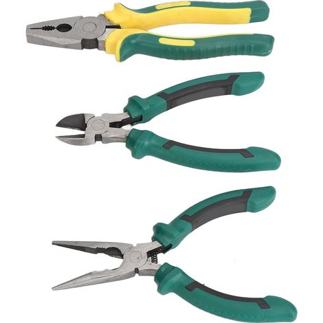 Lot de 3 pinces acier multifonction 15 cm coupe biais nez long 20 cm pince à fil outil réparation manuel électricien (1/5)