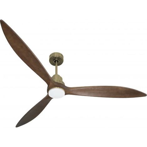 Tenerife - Super destratificateur et ventilateur DC 166 cm Laiton pales bois sombre avec Lumière 30 à 60 m² (1/5)
