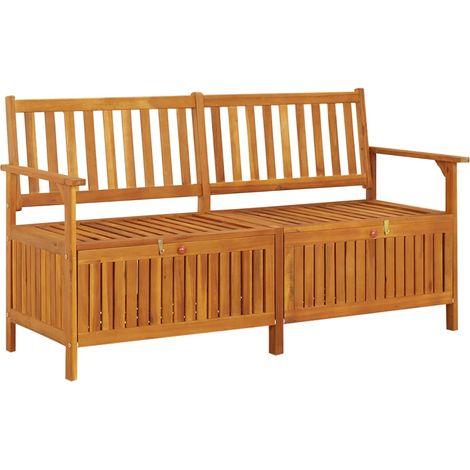 Banco de jardín muebles de exterior terraza de almacenamiento 148 cm madera maciza de acacia 020011795