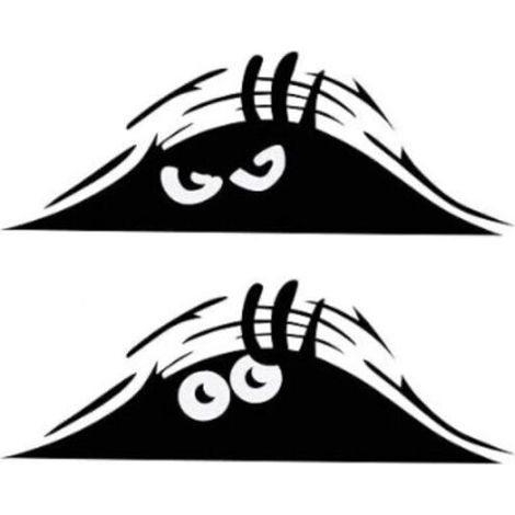 2 Pièces Peeking Monster Effrayant Yeux Autocollant de Voiture Peeking Elf Decal Imperméable Sourire et Angry Noir Autocollants de Voiture pour Pare-Chocs de Fenêtre de Voiture (1/4)