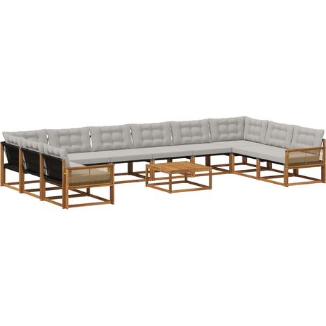 Outdoor Sofa Set with Cushion 11 pcs Natural and Light Grey vidaXL (1/5)