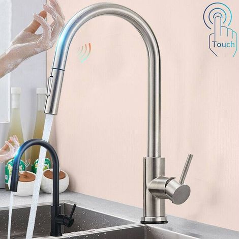 Robinet D'évier De Cuisine Monocommande Avec Capteur Tactile Et Douchette Extractible (1/5)