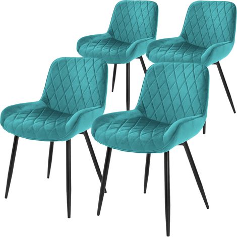 ML-Design Set 4 Sedie da Pranzo Cucina con Schienale Blu Petrolio Poltroncina da Soggiorno Rivestimento in Velluto Seduta Imbottita Gambe in Metallo Design Moderno ed Elegante Sedia Scrivania Studio (1/5)