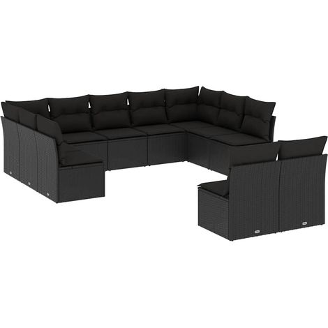Maison Exclusive - Set de sofás de jardín 11 pzas y cojines ratán (1/3)
