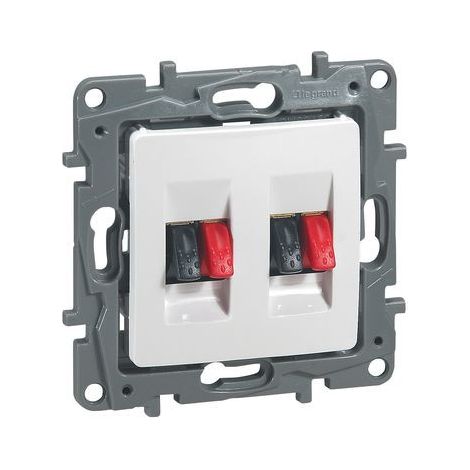 Prise haut-parleur - Legrand - Niloé - Double - Blanc - Enjoliveur éclat