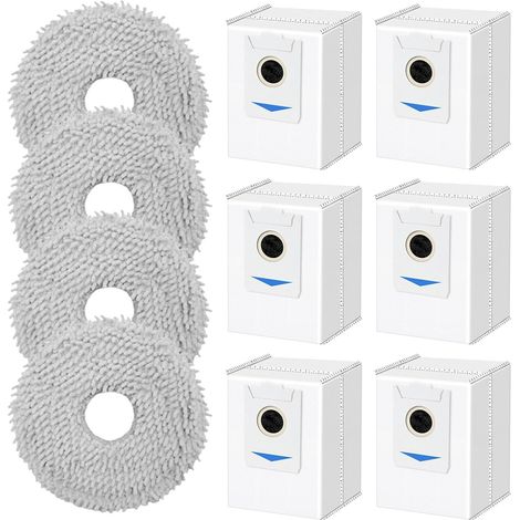 Kit de Rechange pour Aspirateur Robot – 4 Chiffons Microfibre et 6 Sacs à Poussière Compatible avec Modèles Ecovacs Deebot X2 Omni (1/4)