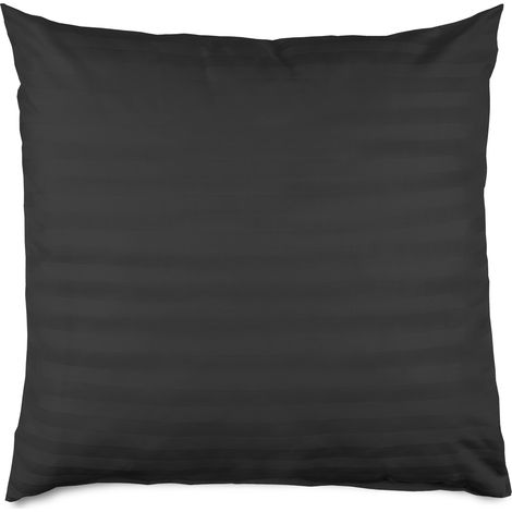 Kissenbezug 40x40 Baumwolle mit Bambusfaser, gestreift, schwarz (1/4)