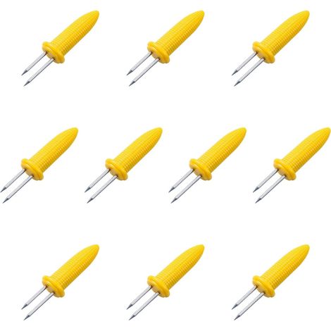 10 fourchettes à maïs en acier inoxydable, idéales pour les fêtes, le camping et la cuisine maison. Fourchettes pour épis de maïs, jambon et barbecue. (1/5)