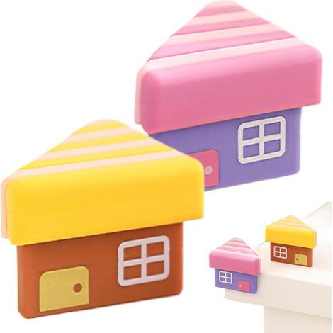 Lot de 2 protections angle table bébé motif maison, mousse douce pour sécurité (1/5)