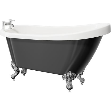 Kensington Black 1550mm x 720mm Single Ended Freestanding Slipper Bath with Polished Chrome Claw Feet (1/5)