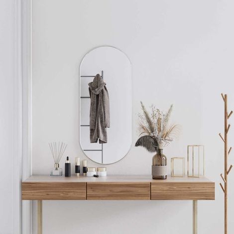 Miroir mural Miroir déco Miroir Salon Argenté 100x45 cm Ovale 23067 (1/5)