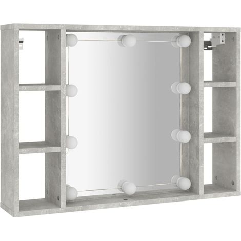 Mueble con espejo y luces LED gris hormigón 76x15x55 cm vidaXL (1/6)