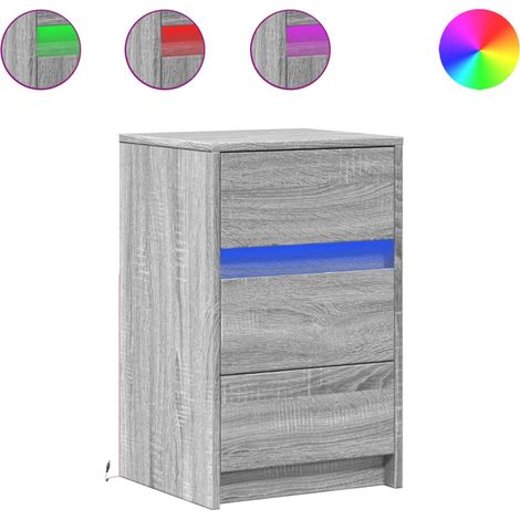 Maison Exclusive - Nachttisch mit LED-Leuchten Grau Sonoma Holzwe
