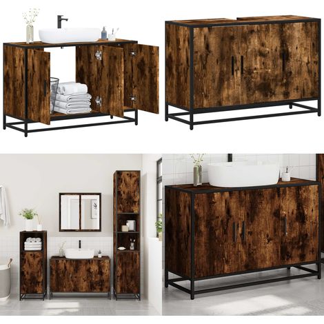 vidaXL Waschbeckenunterschrank Räuchereiche 90x33x60 cm Holzwerkstoff (1/5)