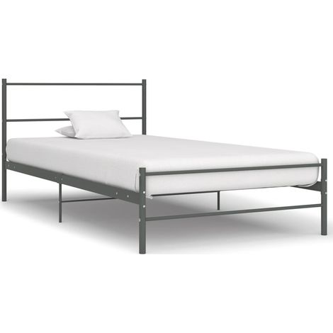 vidaXL Cadre de lit sans matelas gris métal 90x200 cm (1/5)