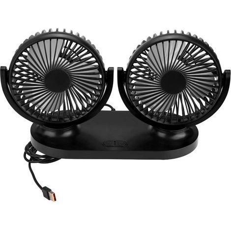 Ventilateur de voiture, Fydun USB double tête, climatiseur portable, refroidisseur de voiture, ventilation 12 V, ventilateur de table, rotation à 350 degrés, ventilateur silencieux pour siège arrière (1/5)