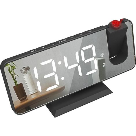 Réveil projecteur électronique, grand écran, fonction snooze, noir (1/5)