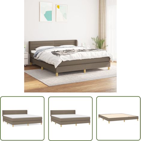 The Living Store Sommier à lattes de lit avec matelas Taupe 180x200 cm Tissu - Lit Tapissier - Lit Double - Matelas Ressorts Ensachés - Literie - Chambre À Coucher (1/5)