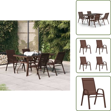 Arredamento da esterno - vidaXL Set da Pranzo da Giardino 5 pz Marrone e Nero - Tavolo in vetro