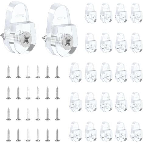 PA 25er-Pack Spiegel-Montageclips, runde Wandspiegelhaken, Glas-Befestigungsclip-Set, transparente Kunststoff-Montageclips mit Schrauben für Wand- und Türspiegel (1/5)