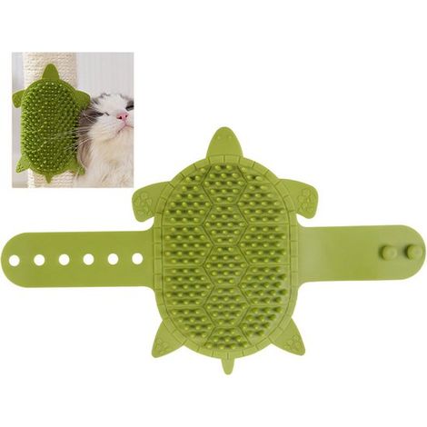 Accesorio de aseo para gatos, Rascador con función de masaje, Cepillo de masaje, Rascador facial ajustable, 2615,31,3 cm, patas de mesa, Verde (1/5)
