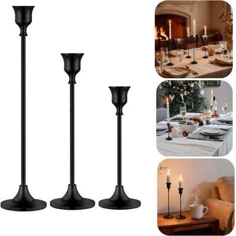 Bougeoirs métalliques lot de 3 - supports à base antidérapante, plusieurs formats (1/5)