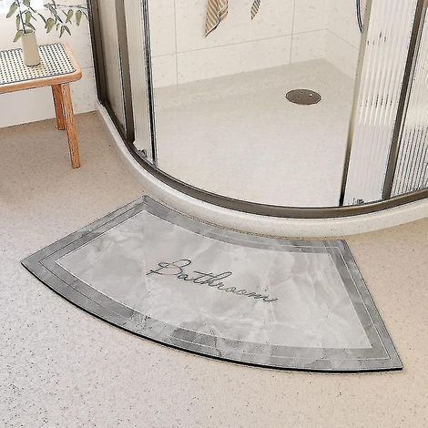 Mott 50 Eckduschmatte, schnelltrocknend, rutschfest und gebogen, für runde Duschen. Saugfähige und weiche Badematte, komfortabel und einfach auf dem Boden auszulegen. Maße: 50 x 80 cm. (1/5)