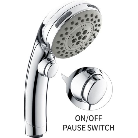 Hochdruck-Duschkopf mit 5 Strahlarten – Wassersparende Universal-Handbrause mit Wasserstopp-Funktion