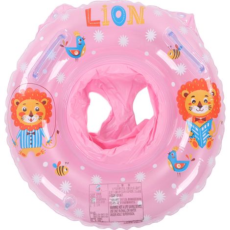 Bouée de bain pour bébé avec double poignée, design lion rose, sécurité et confort pour piscine ou bain (1/5)