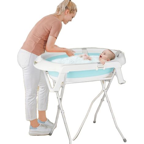 Bañera para bebé, diseño plegable, acolchado ergonómico, verde (1/2)