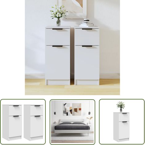 The Living Store Sideboards 2 Stk. Weiß 30x30x70 cm Holzwerkstoff - Schreibtisch - Wohnzimmermöbel - Sideboard - Regal - Holzmöbel (1/5)