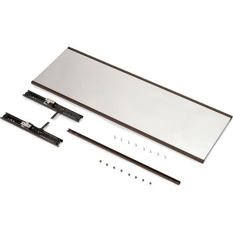 Emuca – Miroir extractible gris métallisé pivotant 180° – Coulisses à billes 45 mm – Dimensions 1000 x 340 mm – Installation simple (1/3)