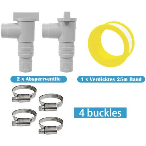 Kit de 2 robinets d'arrêt pour piscines hors sol avec raccord de tuyau de 32 mm : adaptateur pour tuyau de piscine, vanne d'arrêt de 32 mm, accessoires d'entretien pour piscine.