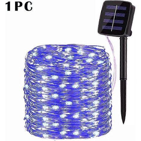 Guirlande lumineuse solaire LED extérieure de 32 m étanche pour jardin féérique 22 m 200 LED 1 pièce bleue (1/5)