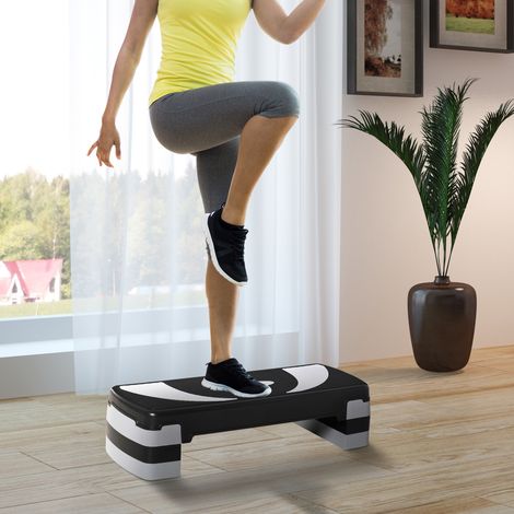 Stepper de fitness para aeróbicos, altura ajustable 10/15/20 cm, superficie antideslizante, 80 x 31 x 20 cm, negro/gris (1/5)
