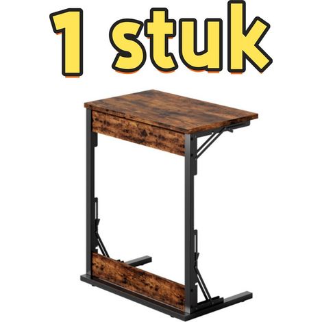pièce - Table d'appoint pliable en forme de C - Cadre métallique - Pieds réglables - Convient aux salons, chambres et bureaux peut être utilisée comme table d'appoint/table basse ou table TV - 60 x 3 (1/5)