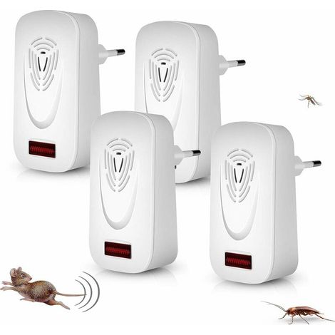 4 Pack Répulsif Ultrason, Prise Anti Moustiques Raid Sûr et Silencieux, Répulsif électronique Portable Antiparasitaire, Efficace Expulser Souris, Interieur, Moustique, Cafard, Fourmi, Araignée Sunflow (1/2)
